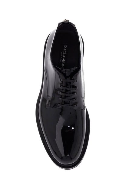 Lace-up Patent Leather Derby  - Black