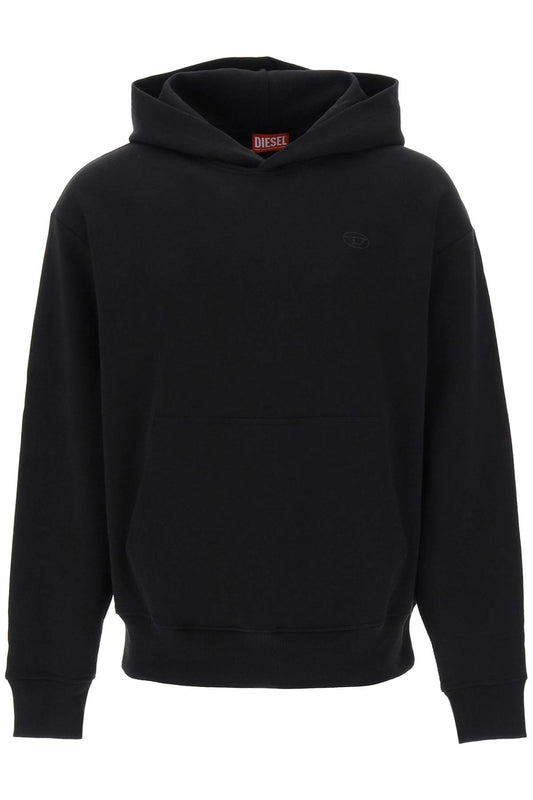 Logo Embroidered Hoodie  - Black