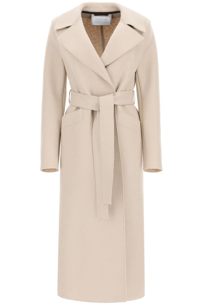 Long Coat In Pressed Wool  - Beige