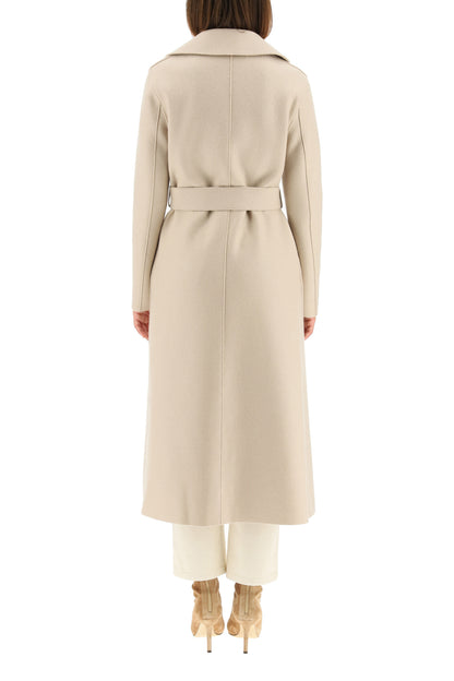 Long Coat In Pressed Wool  - Beige