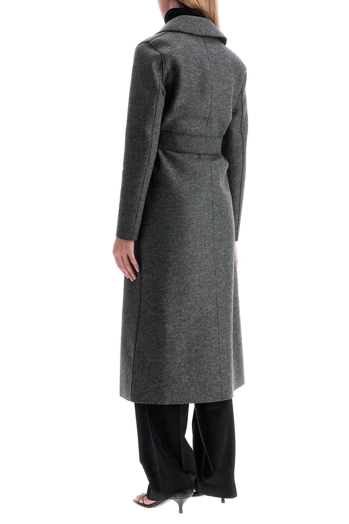 Long Coat In Pressed Wool  - Grey