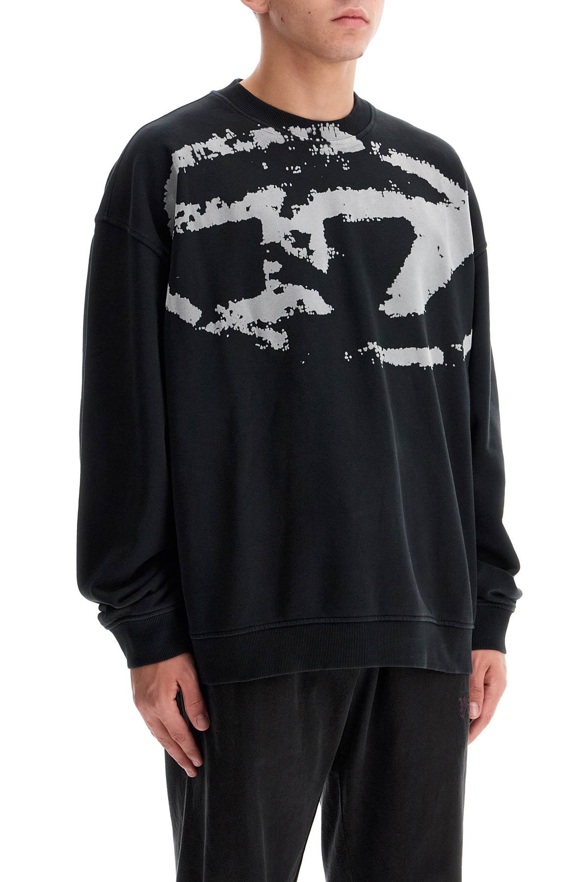 Fleece Sweatshirt With F  - Black