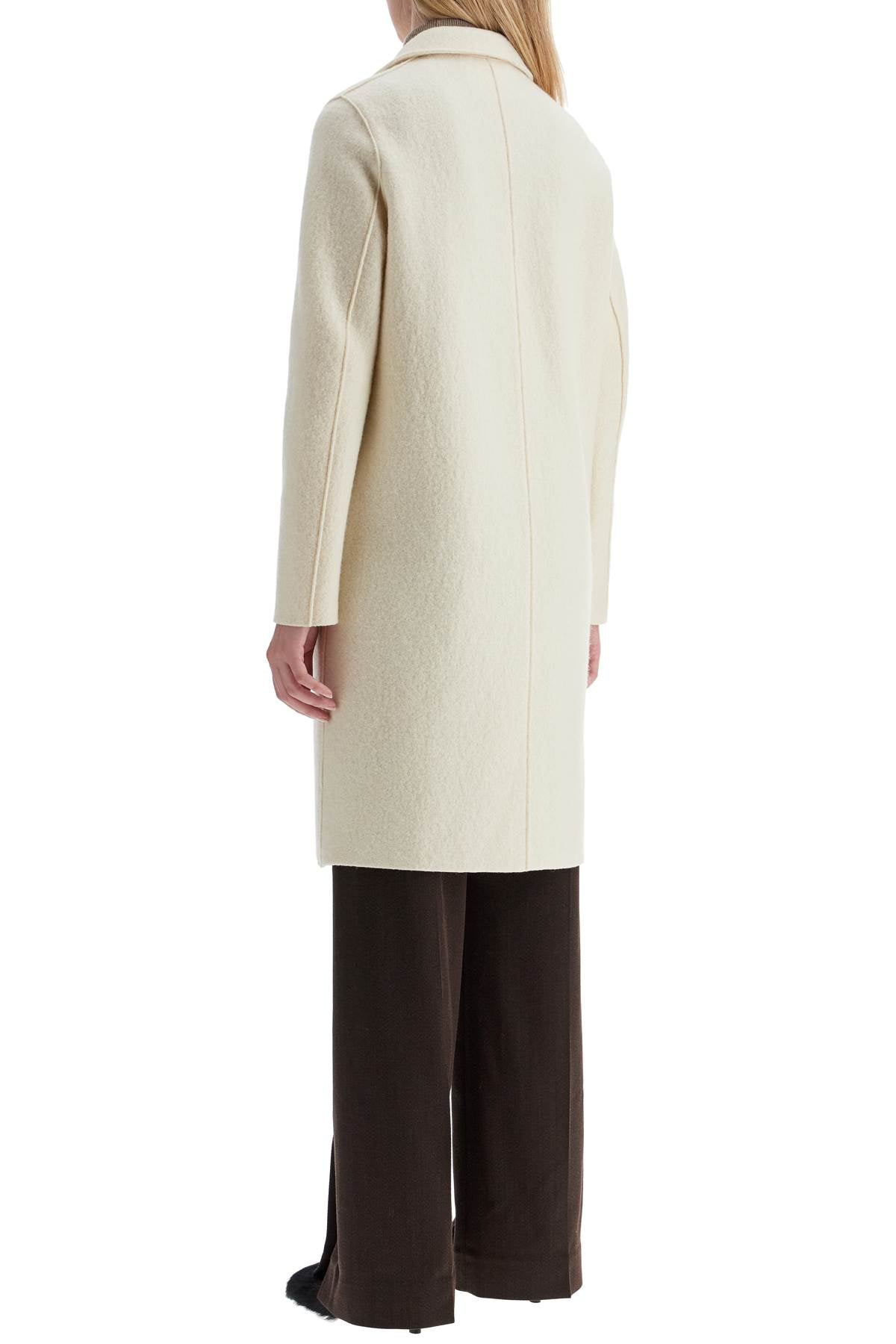 Single-breasted Wool Coat In Boiled  - White