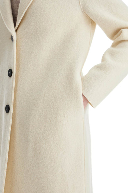 Single-breasted Wool Coat In Boiled  - White