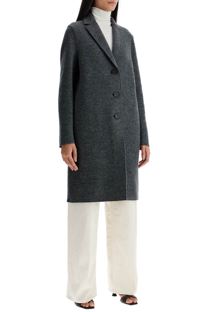 Single-breasted Wool Coat In Boiled  - Grey