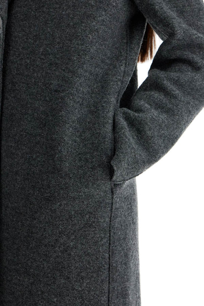 Single-breasted Wool Coat In Boiled  - Grey