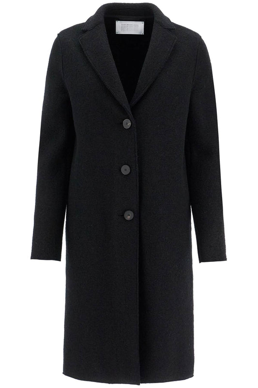 Single-breasted Wool Coat In Boiled  - Black