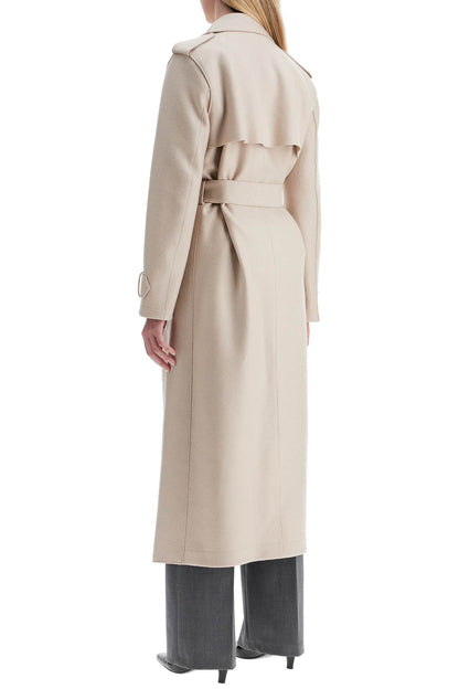 Pressed Wool Robe Coat With Nine Words  - Neutro