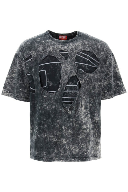 Destroyed T-shirt With Peel  - Grey