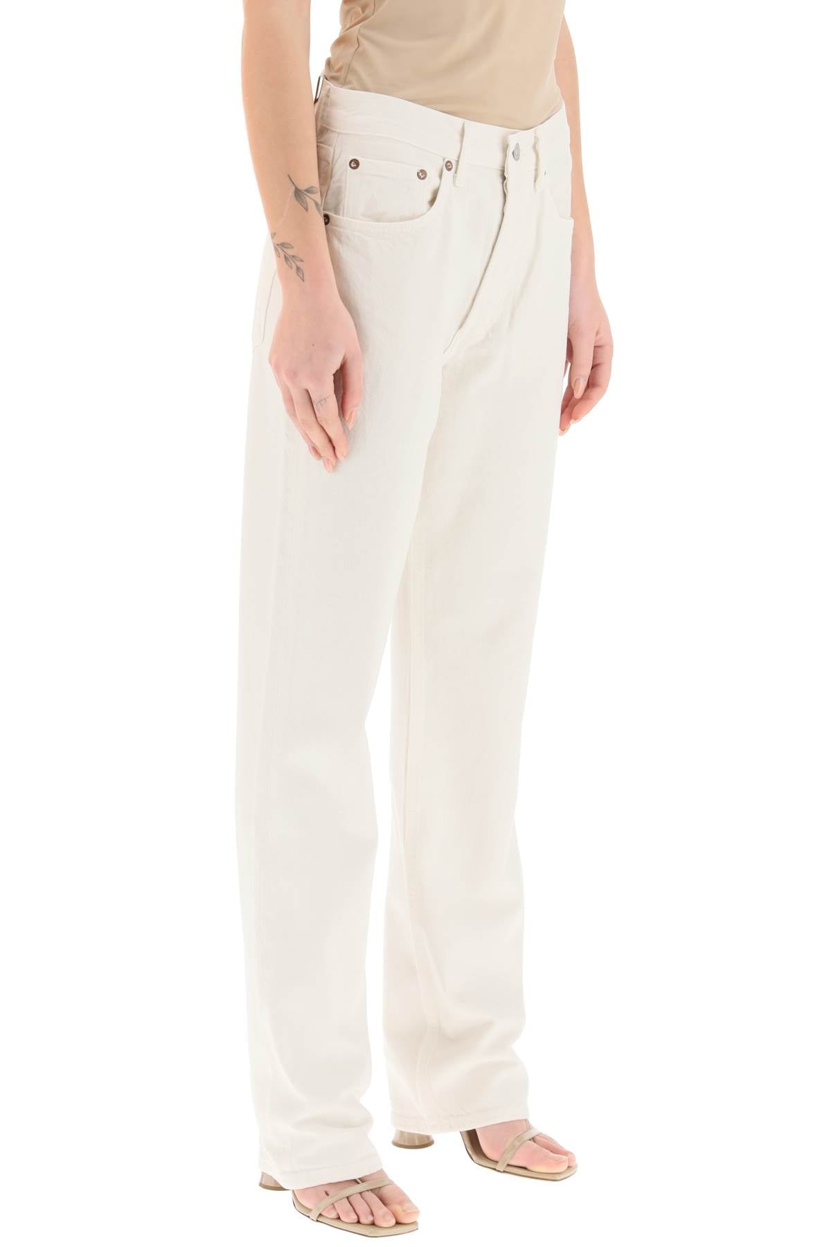 Lana Straight Mid Rise Jeans  - White