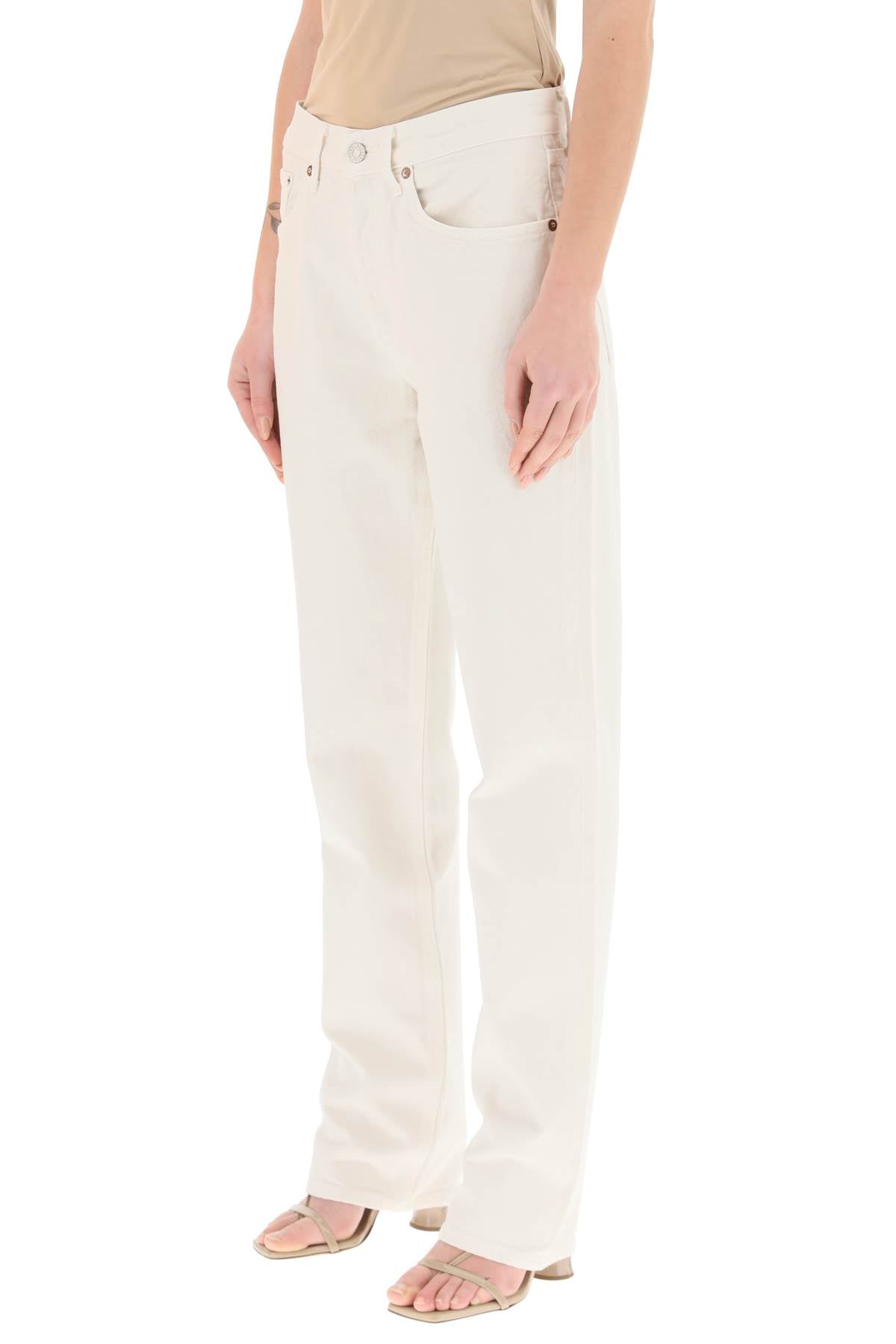 Lana Straight Mid Rise Jeans  - White