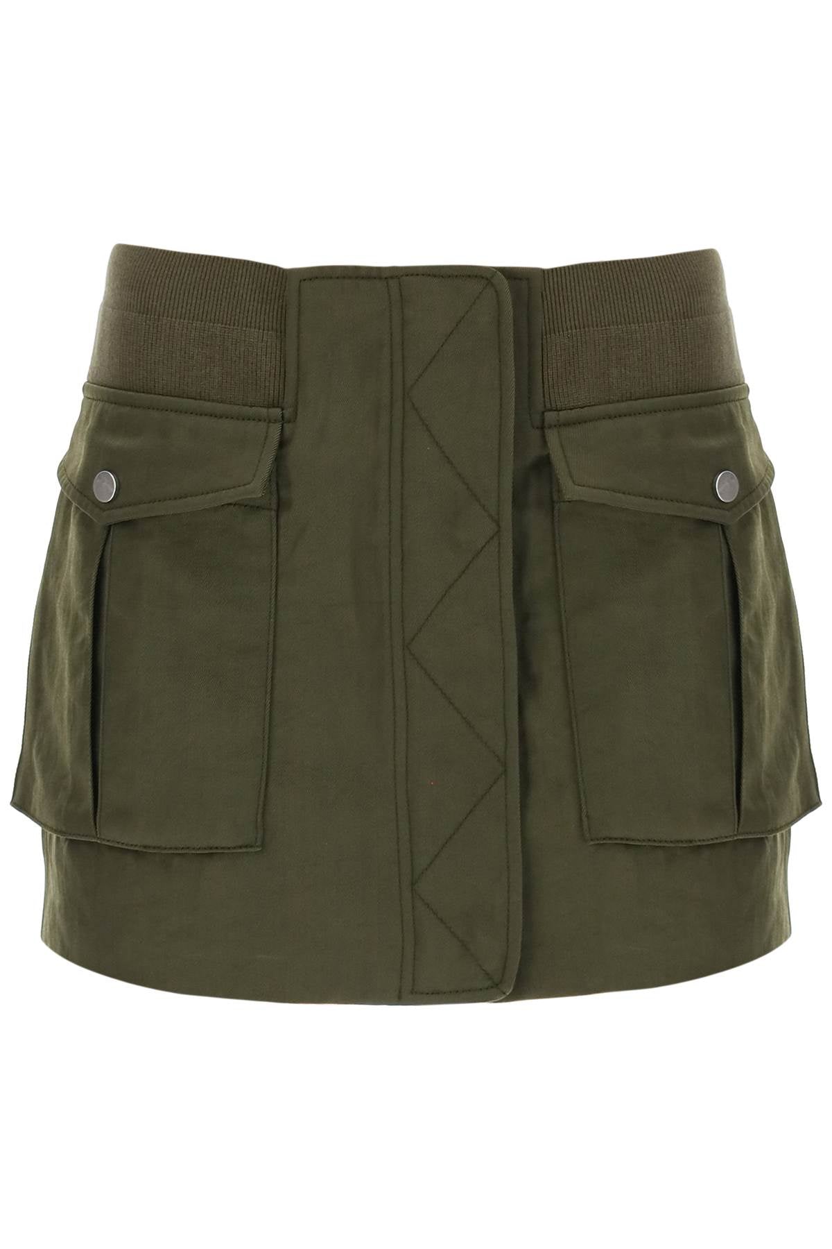 Twill Bomber Mini Skirt  - Khaki