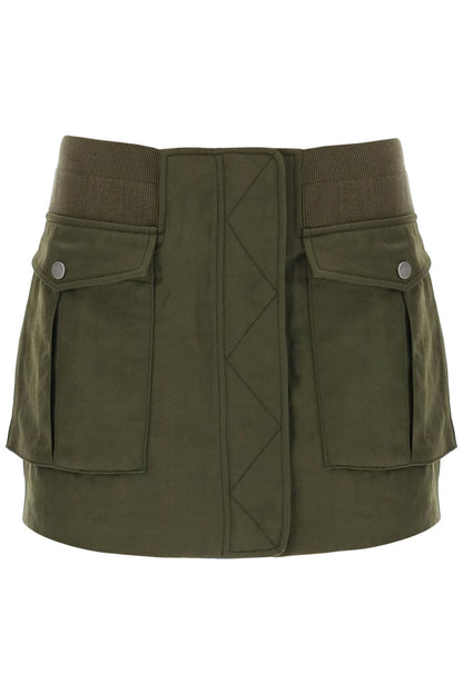 Twill Bomber Mini Skirt  - Khaki