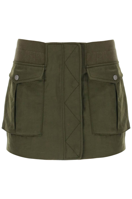 Twill Bomber Mini Skirt  - Khaki