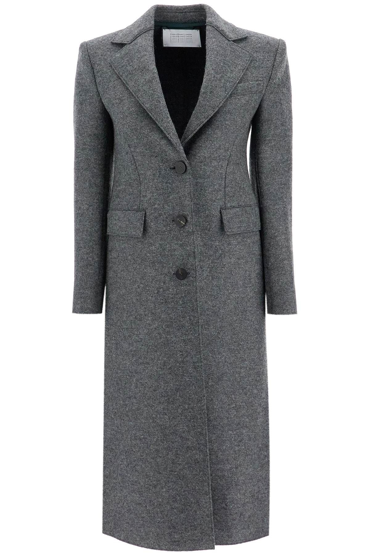 Single-breasted Coat In Pressed Wool  - Grey