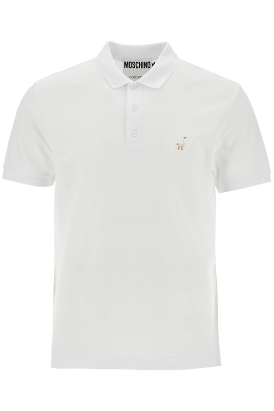 White Cotton Polo With Delicate Embroidery  - White