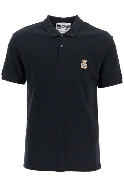 Polo Shirt With Teddy Bear Application  - Black