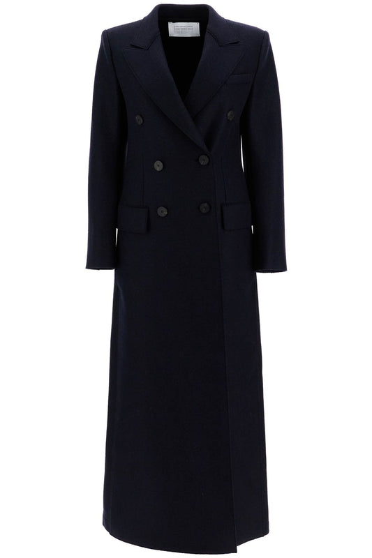 Double-breasted Pressed Wool Coat  - Blue