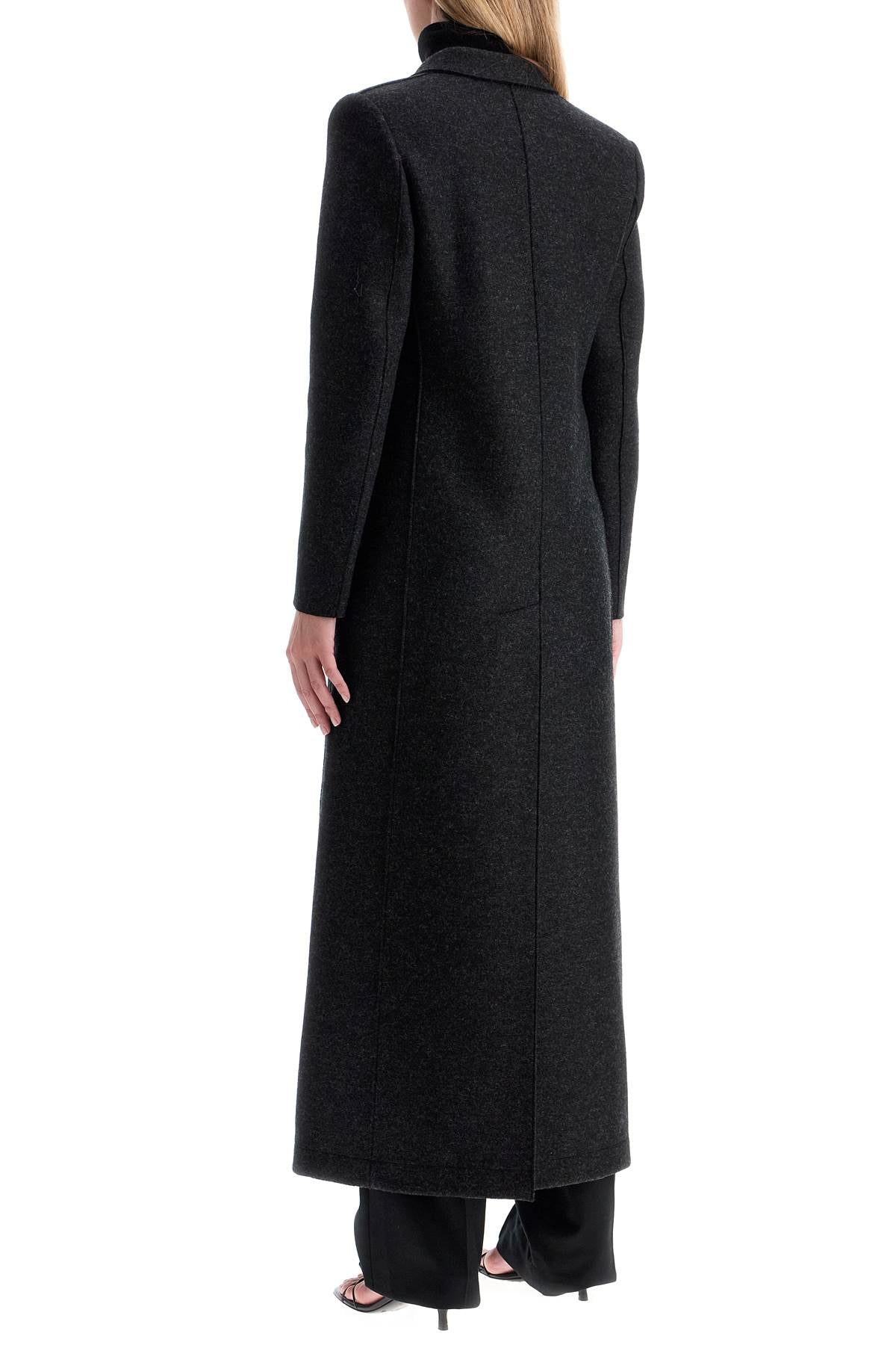 Double-breasted Pressed Wool Coat  - Grey