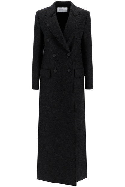 Double-breasted Pressed Wool Coat  - Grey