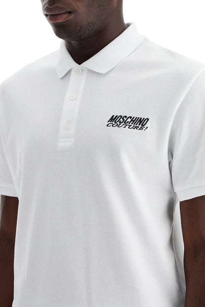 Polo Shirt With Embroidered Logo  - White