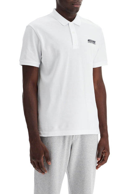 Polo Shirt With Embroidered Logo  - White