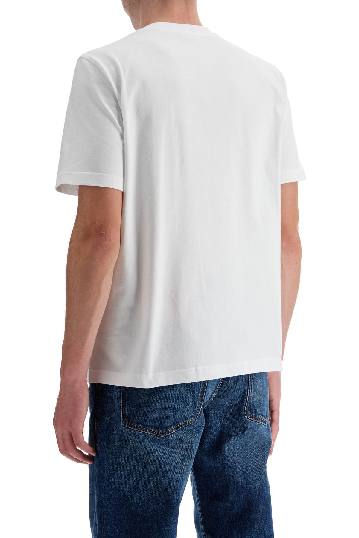 White Cotton T-shirt With Embossed Logo T-adjust-bigoval  - White