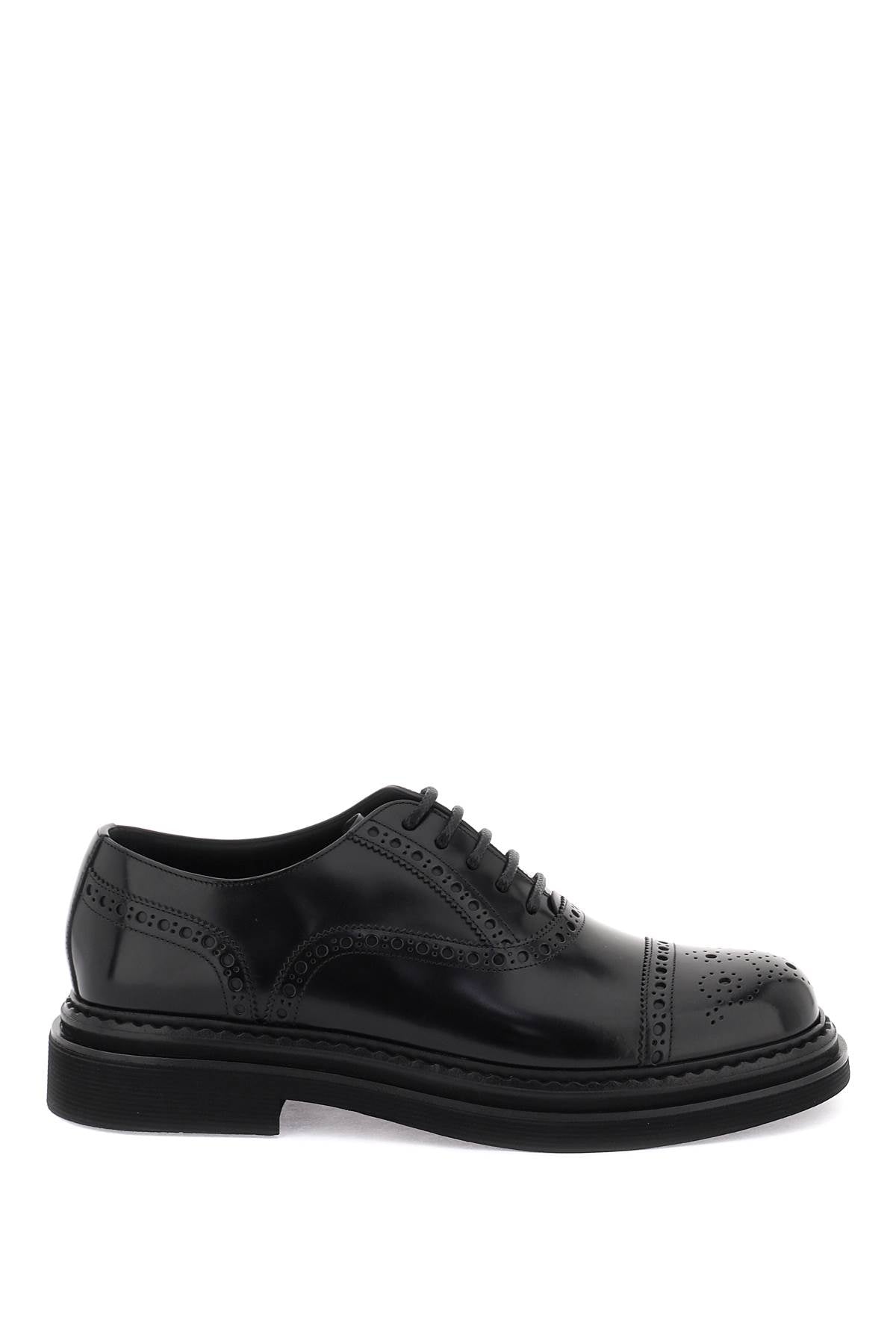 Brushed Leather Oxford Lace-ups  - Black