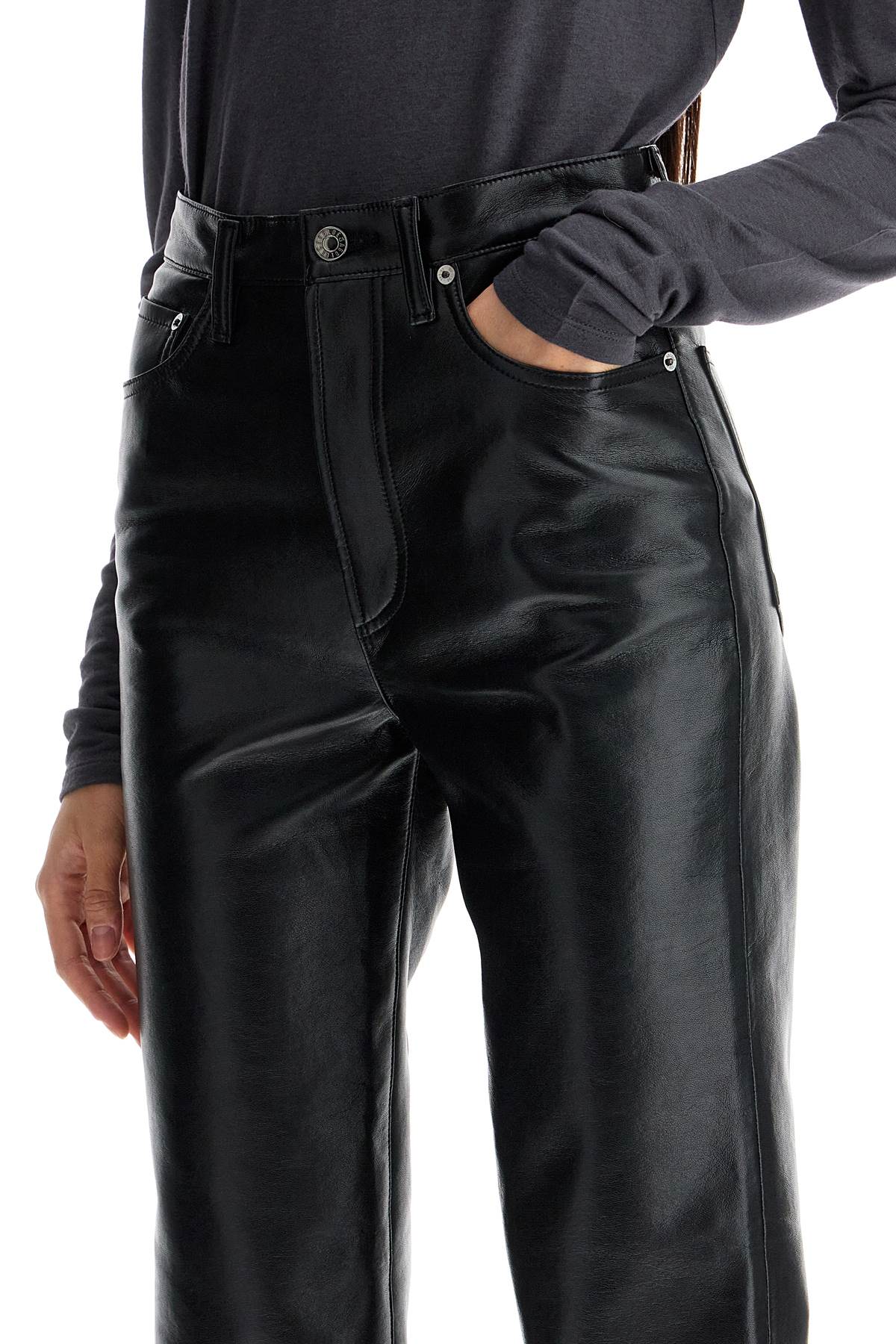 '90's Recycled Leather Pinch Waist  - Black