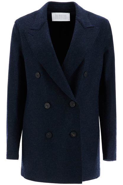 Double-breasted Cashmere Coat  - Blue