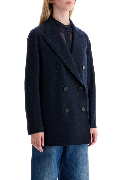 Double-breasted Cashmere Coat  - Blue