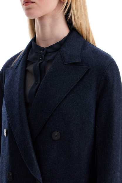 Double-breasted Cashmere Coat  - Blue