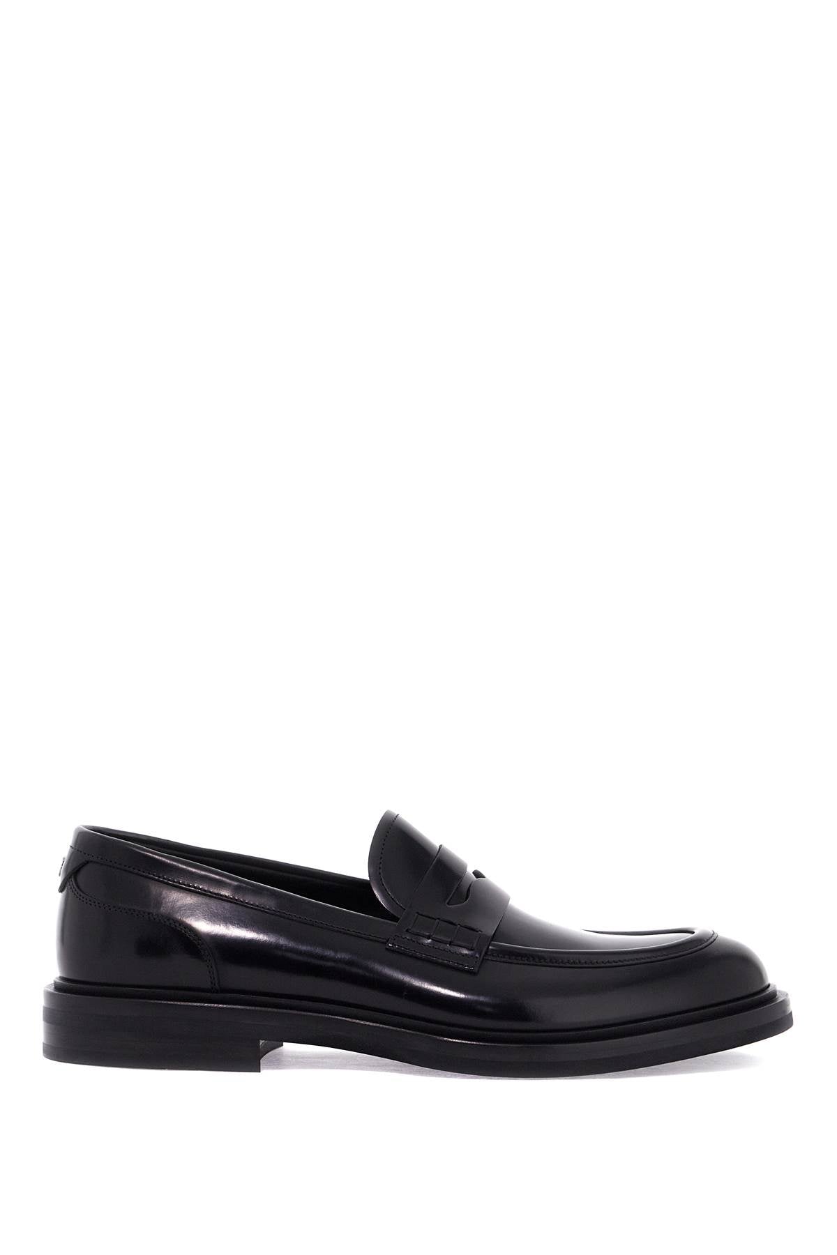 Brushed Leather Loafers  - Black