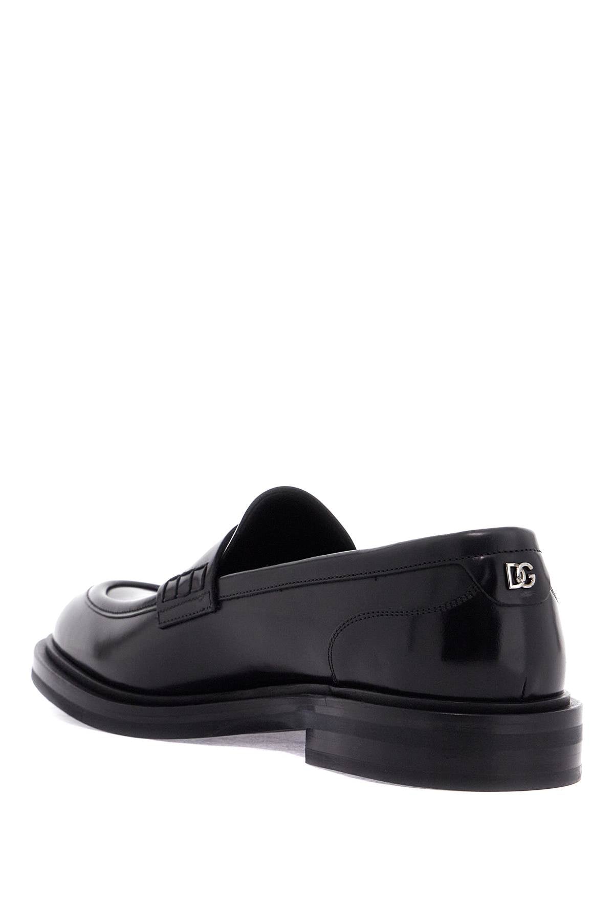 Brushed Leather Loafers  - Black