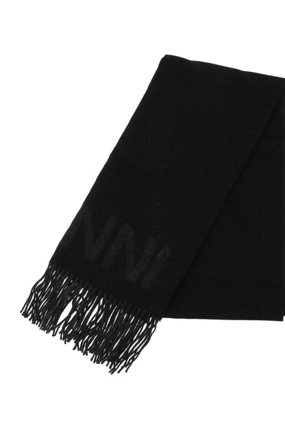 Logo Lettering Scarf  - Black