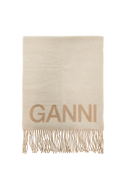 Logo Lettering Scarf  - Beige