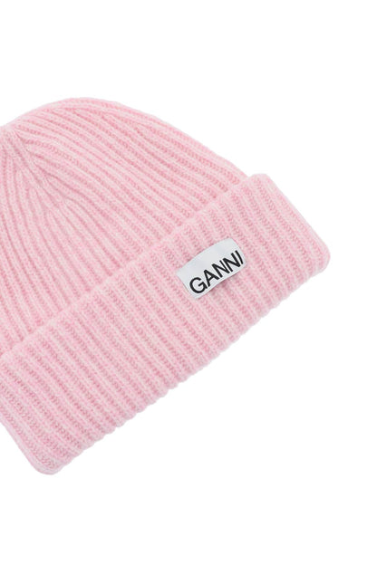 Beanie Hat With Logo Patch  - Pink