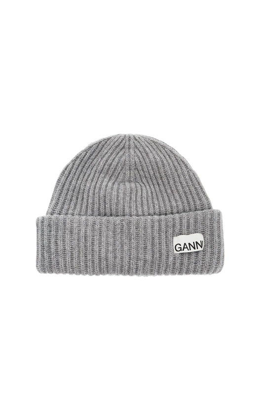 Beanie Hat With Logo Patch  - Grey