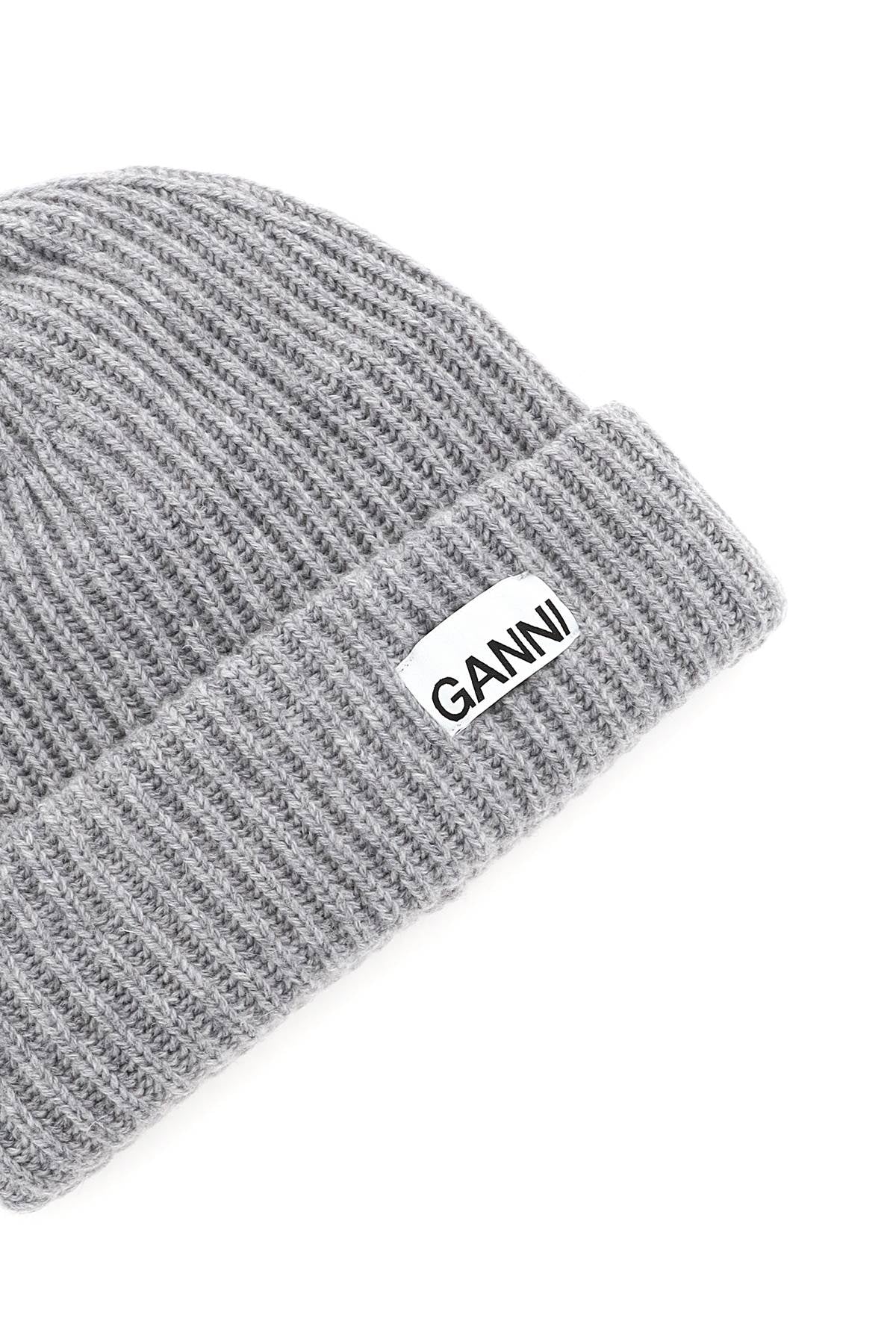 Beanie Hat With Logo Patch  - Grey