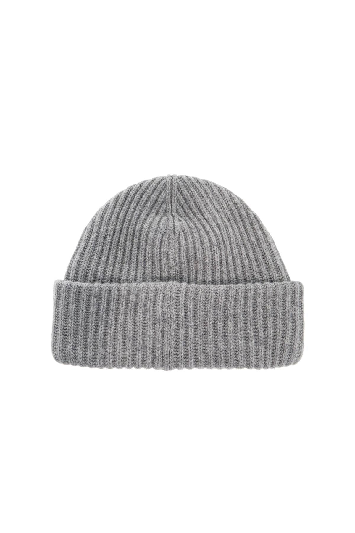 Beanie Hat With Logo Patch  - Grey