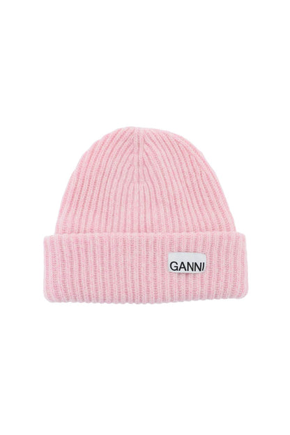 Beanie Hat With Logo Patch  - Pink