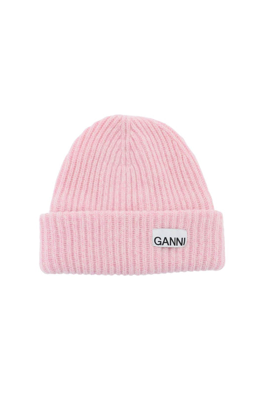 Beanie Hat With Logo Patch  - Pink