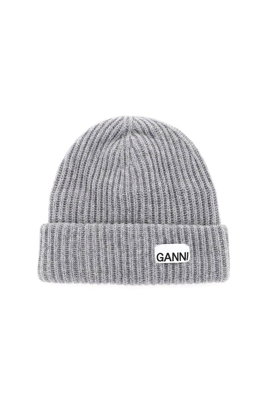 Beanie Hat With Logo Patch  - Grey