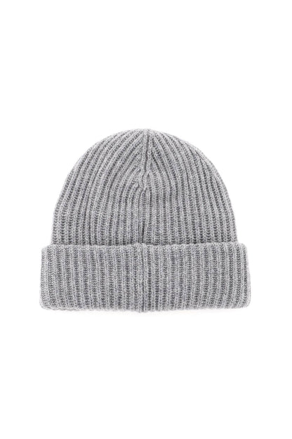 Beanie Hat With Logo Patch  - Grey