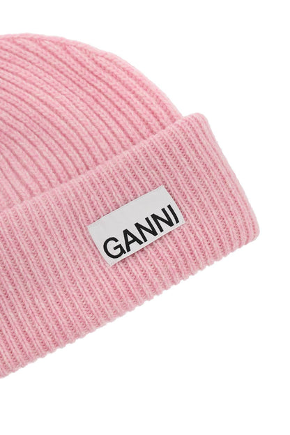 Beanie Hat With Logo Label  - Pink