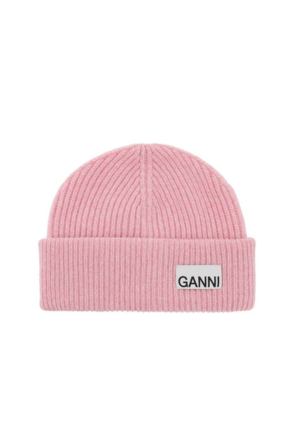 Beanie Hat With Logo Label  - Pink