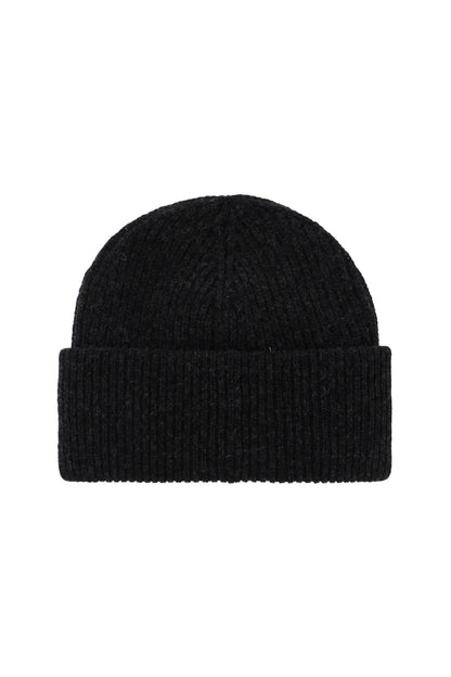 Beanie Hat With Logo Label  - Grey