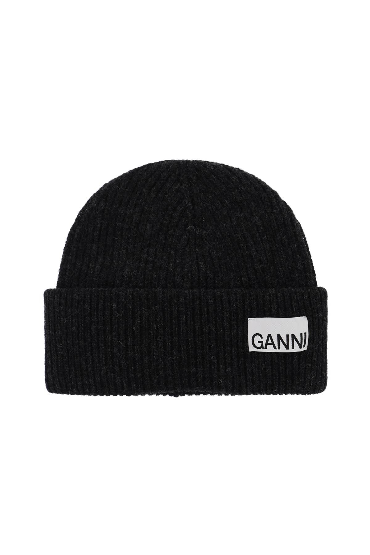 Beanie Hat With Logo Label  - Grey