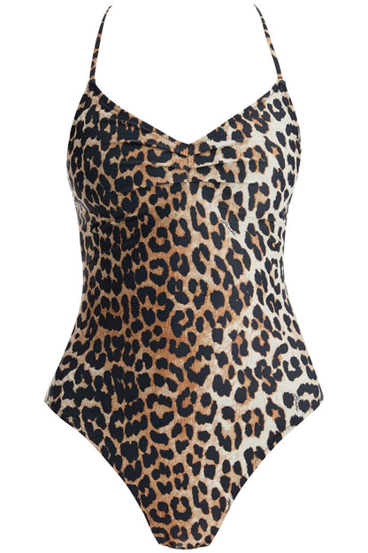 One-piece Leopard Print Swimsuit  - Beige