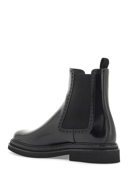 Brushed Leather Chelsea Ankle Boots  - Black